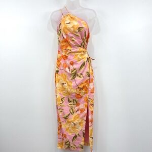 Forever New Mila Cut Out 100% Linen Dress 4 Tropical Beachy Vacation Island
